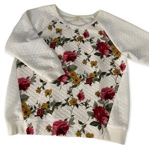 Quilted floral sweatshirt with raglan sleeves - NWOT